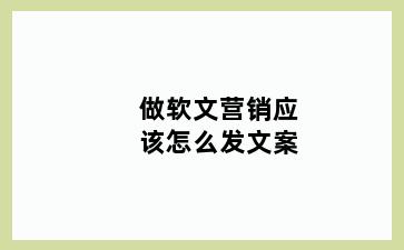 做软文营销应该怎么发文案