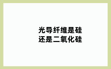 光导纤维是硅还是二氧化硅