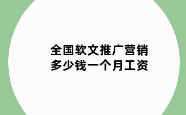 全国软文推广营销多少钱一个月工资