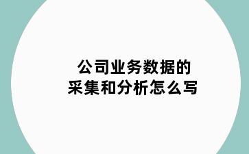 公司业务数据的采集和分析怎么写