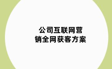 公司互联网营销全网获客方案