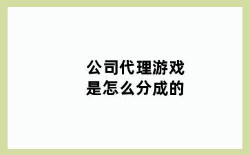 公司代理游戏是怎么分成的