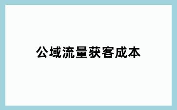 公域流量获客成本