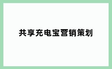 共享充电宝营销策划