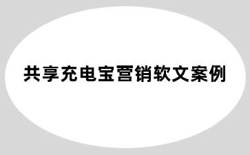 共享充电宝营销软文案例