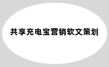 共享充电宝营销软文策划