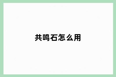 共鸣石怎么用