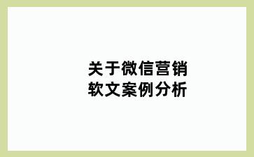 关于微信营销软文案例分析