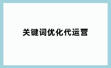 关键词优化代运营