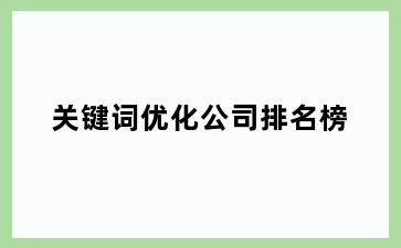 关键词优化公司排名榜