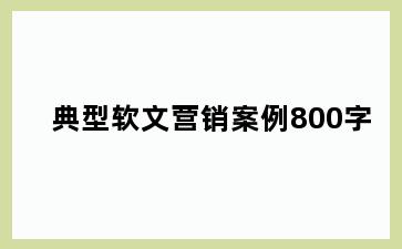 典型软文营销案例800字