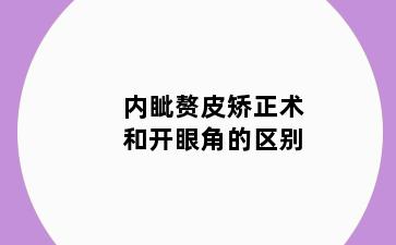 内眦赘皮矫正术和开眼角的区别