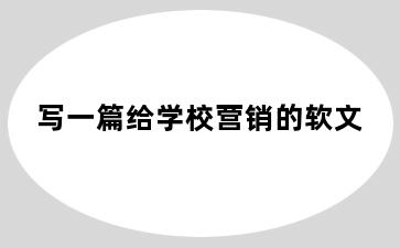 写一篇给学校营销的软文