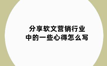 分享软文营销行业中的一些心得怎么写