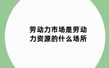 劳动力市场是劳动力资源的什么场所