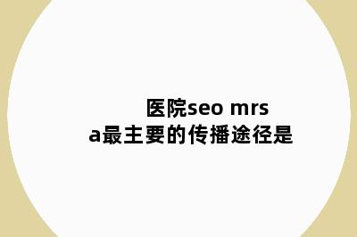 医院seo mrs a最主要的传播途径是