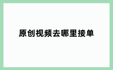 原创视频去哪里接单