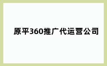 原平360推广代运营公司