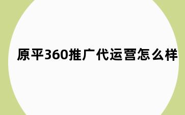 原平360推广代运营怎么样