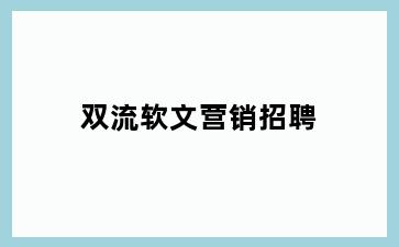 双流软文营销招聘