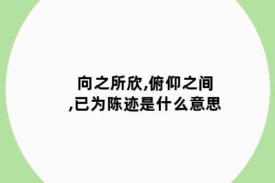 向之所欣,俯仰之间,已为陈迹是什么意思