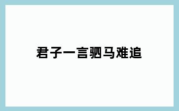 君子一言驷马难追