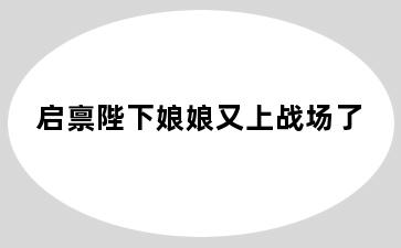 启禀陛下娘娘又上战场了