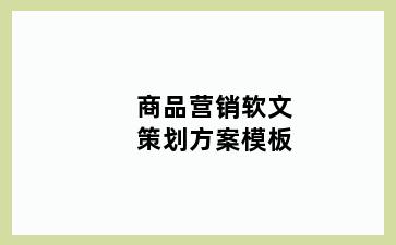 商品营销软文策划方案模板