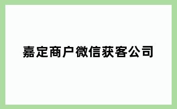 嘉定商户微信获客公司