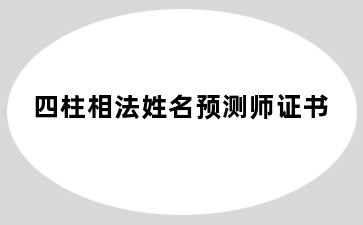 四柱相法姓名预测师证书