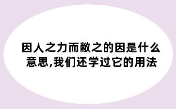 因人之力而敝之的因是什么意思,我们还学过它的用法