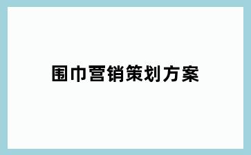 围巾营销策划方案