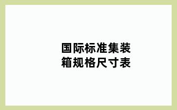 国际标准集装箱规格尺寸表