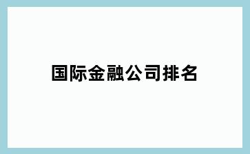 国际金融公司排名