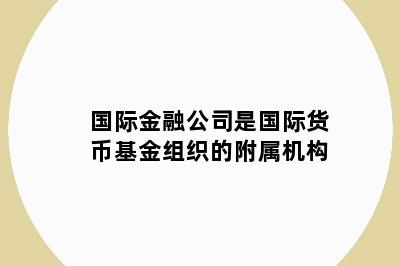 国际金融公司是国际货币基金组织的附属机构