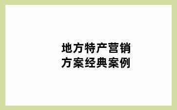 地方特产营销方案经典案例