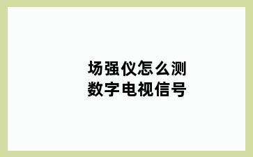 场强仪怎么测数字电视信号