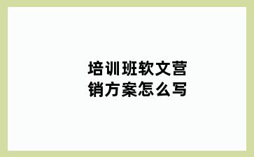 培训班软文营销方案怎么写