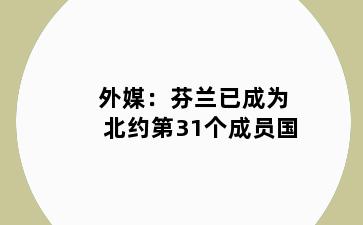 外媒：芬兰已成为北约第31个成员国