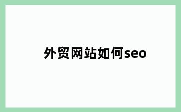 外贸网站如何seo