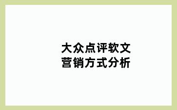 大众点评软文营销方式分析