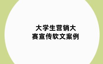 大学生营销大赛宣传软文案例