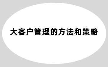 大客户管理的方法和策略