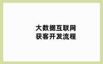 大数据互联网获客开发流程