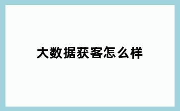 大数据获客怎么样