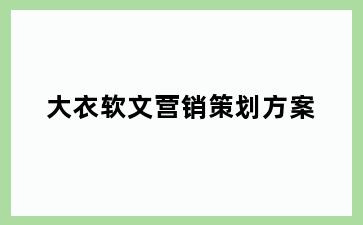 大衣软文营销策划方案