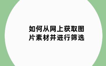 如何从网上获取图片素材并进行筛选