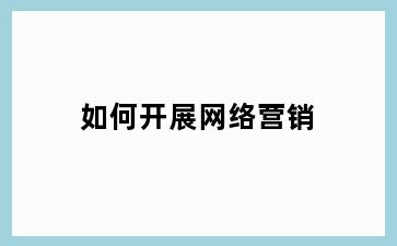 如何开展网络营销