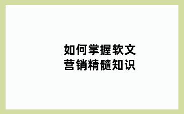 如何掌握软文营销精髓知识