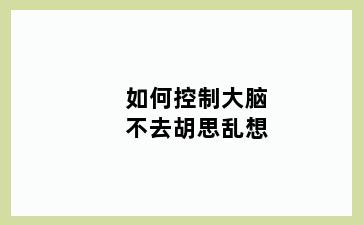 如何控制大脑不去胡思乱想